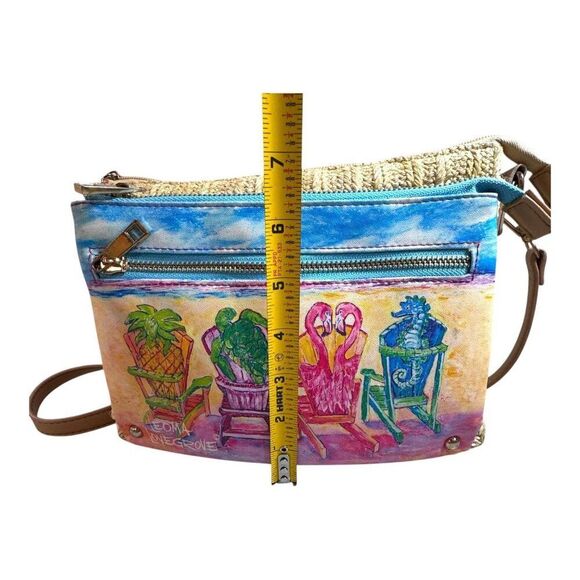 Leoma Lovegrove Beach Chairs Beachy 9x6 Canvas Crossbody Bag Purse Wicker READ - Picture 6 of 10